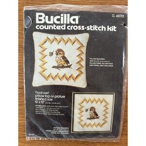 Vintage Bucilla Hoot Owl Cross Stitch Kit 48701 ALREADY STARTED